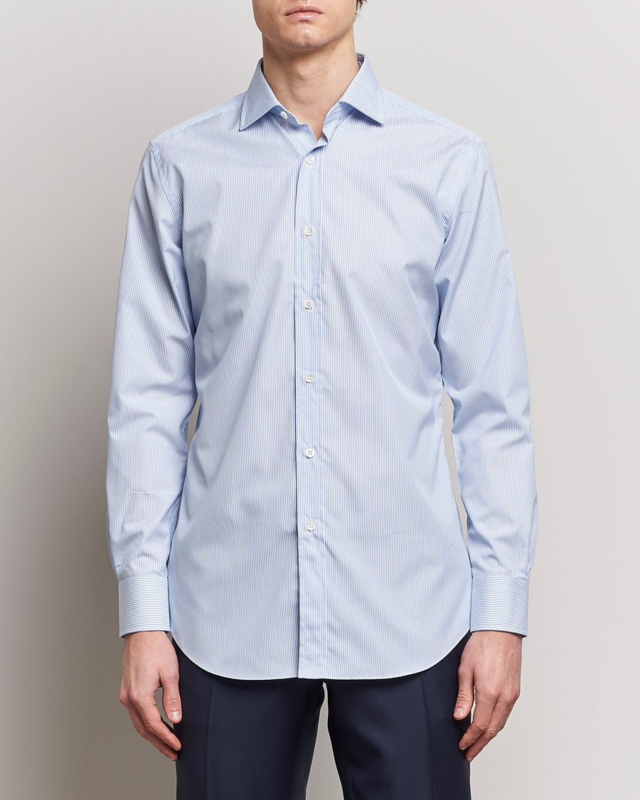 Homme | Chemises | Brioni | Slim Fit Dress Shirt Light Blue Stripe