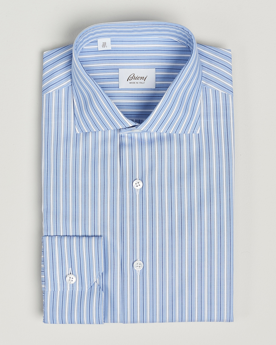 Homme | Chemises | Brioni | Slim Fit Dress Shirt Blue Stripe