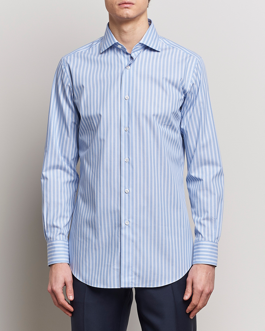 Homme | Chemises | Brioni | Slim Fit Dress Shirt Blue Stripe