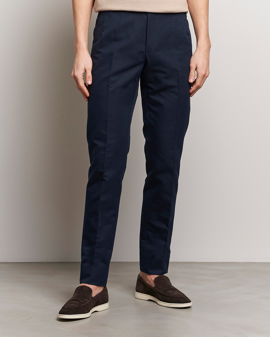 Homme | Italian Department | Brioni | Cotton/Linen Sport Trousers Navy