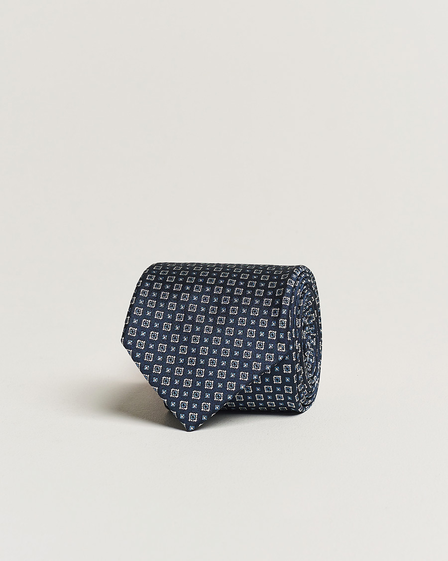 Homme | Brioni Medallion Silk Tie Navy | Brioni | Medallion Silk Tie Navy