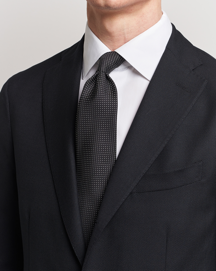 Homme | Cravates | Brioni | Dotted Silk Tie Black