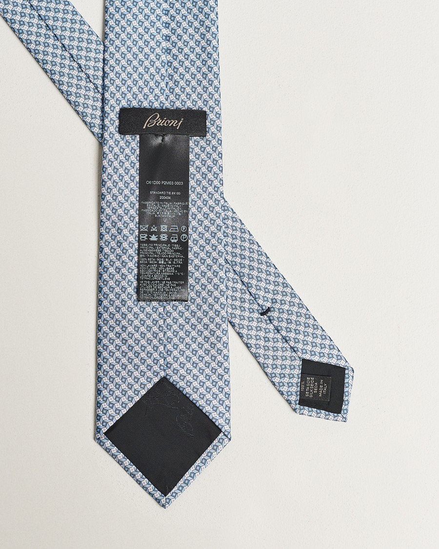 Homme | Brioni Printed Silk Tie Light Blue | Brioni | Printed Silk Tie Light Blue