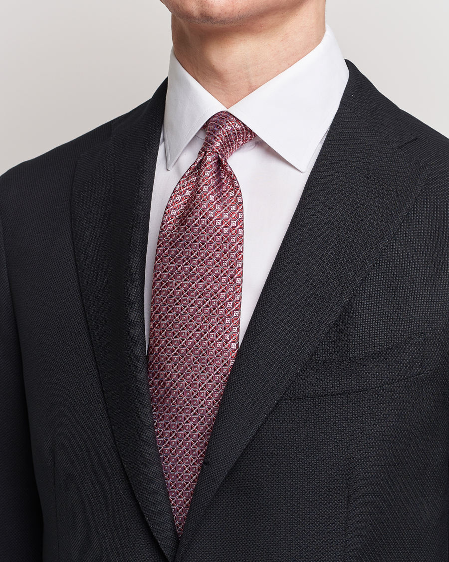 Homme | Cravates | Brioni | Structured Silk Tie Dark Red