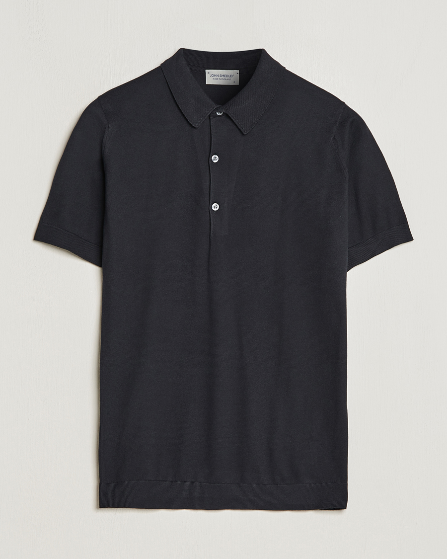 Homme | Polos | John Smedley | Adrian Slim Fit Sea Island Polo Black
