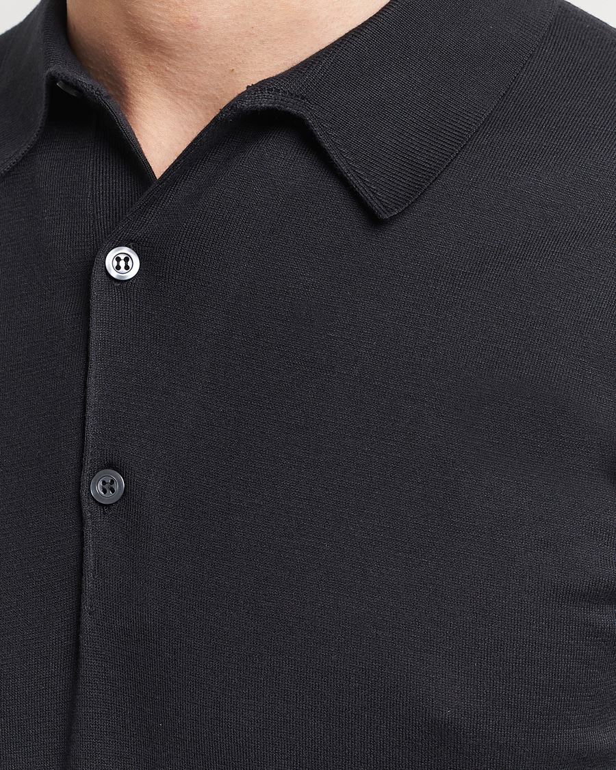 Homme | Polos | John Smedley | Adrian Slim Fit Sea Island Polo Black
