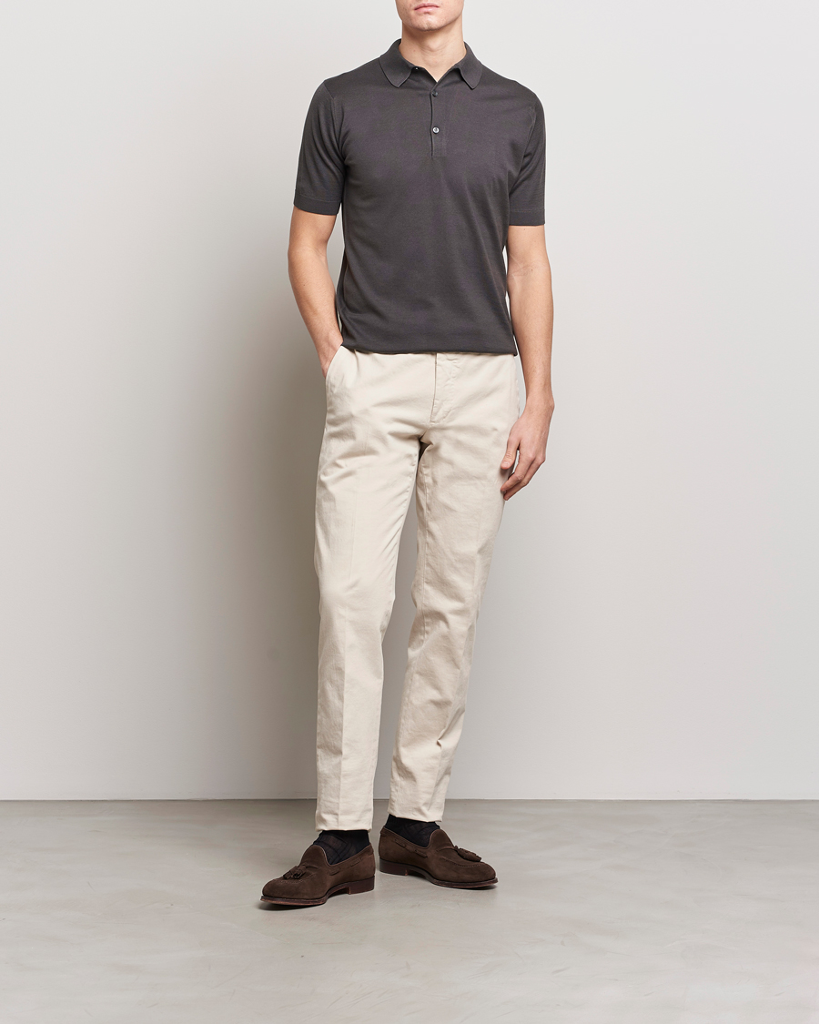 Homme | Polos | John Smedley | Adrian Slim Fit Sea Island Polo Chocolat