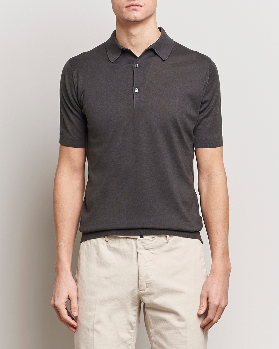 Homme | Polos | John Smedley | Adrian Slim Fit Sea Island Polo Chocolat