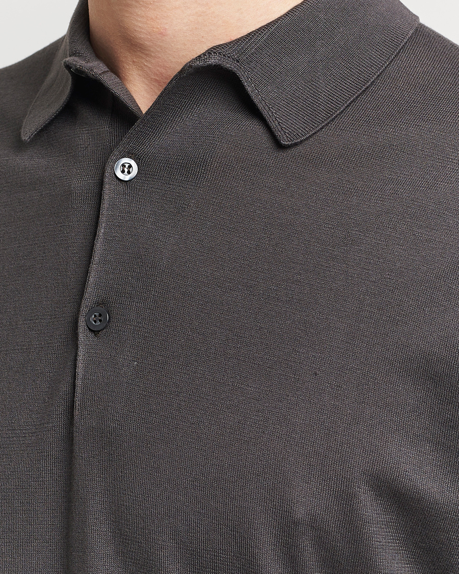 Homme | Polos | John Smedley | Adrian Slim Fit Sea Island Polo Chocolat