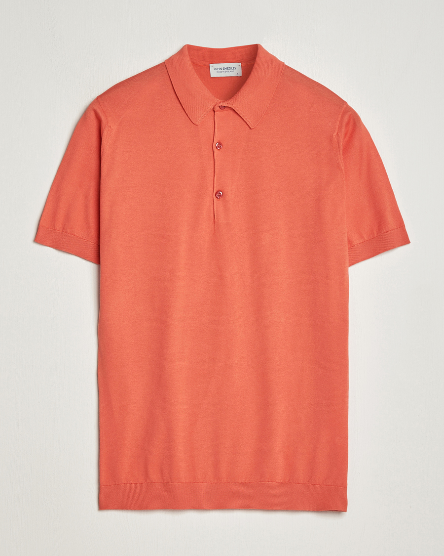 Homme | Polos | John Smedley | Adrian Slim Fit Sea Island Polo Sundown Orange
