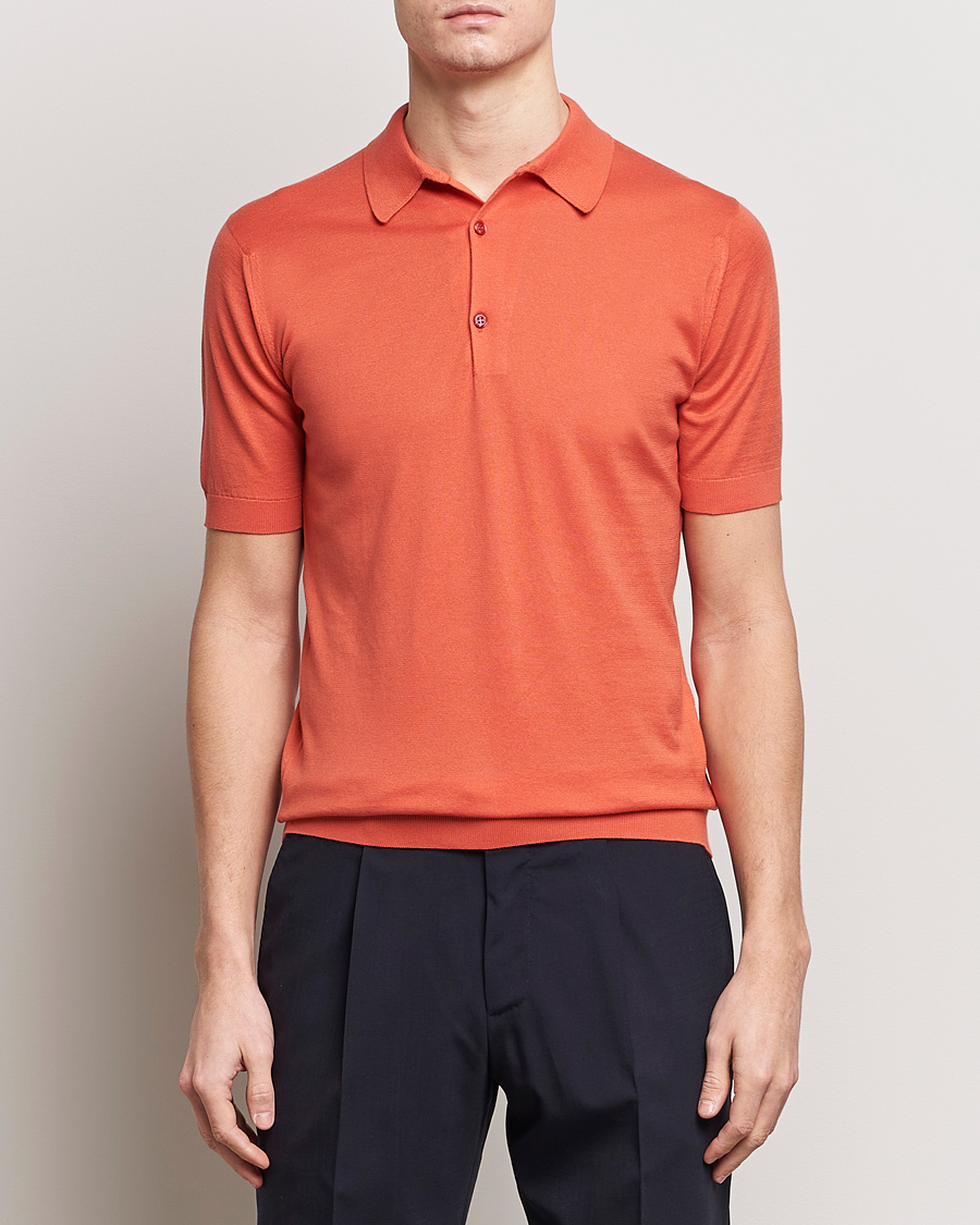 Homme | Vêtements | John Smedley | Adrian Slim Fit Sea Island Polo Sundown Orange
