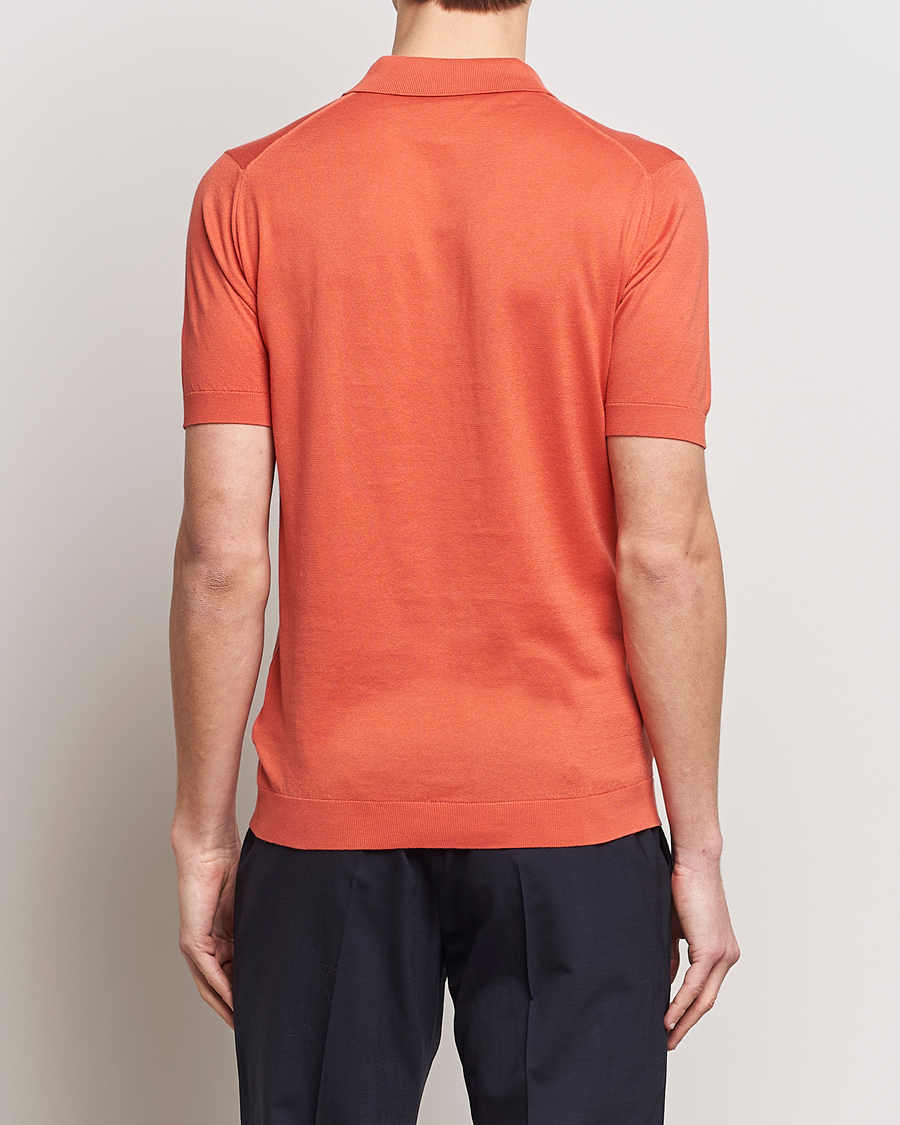 Homme | Polos | John Smedley | Adrian Slim Fit Sea Island Polo Sundown Orange