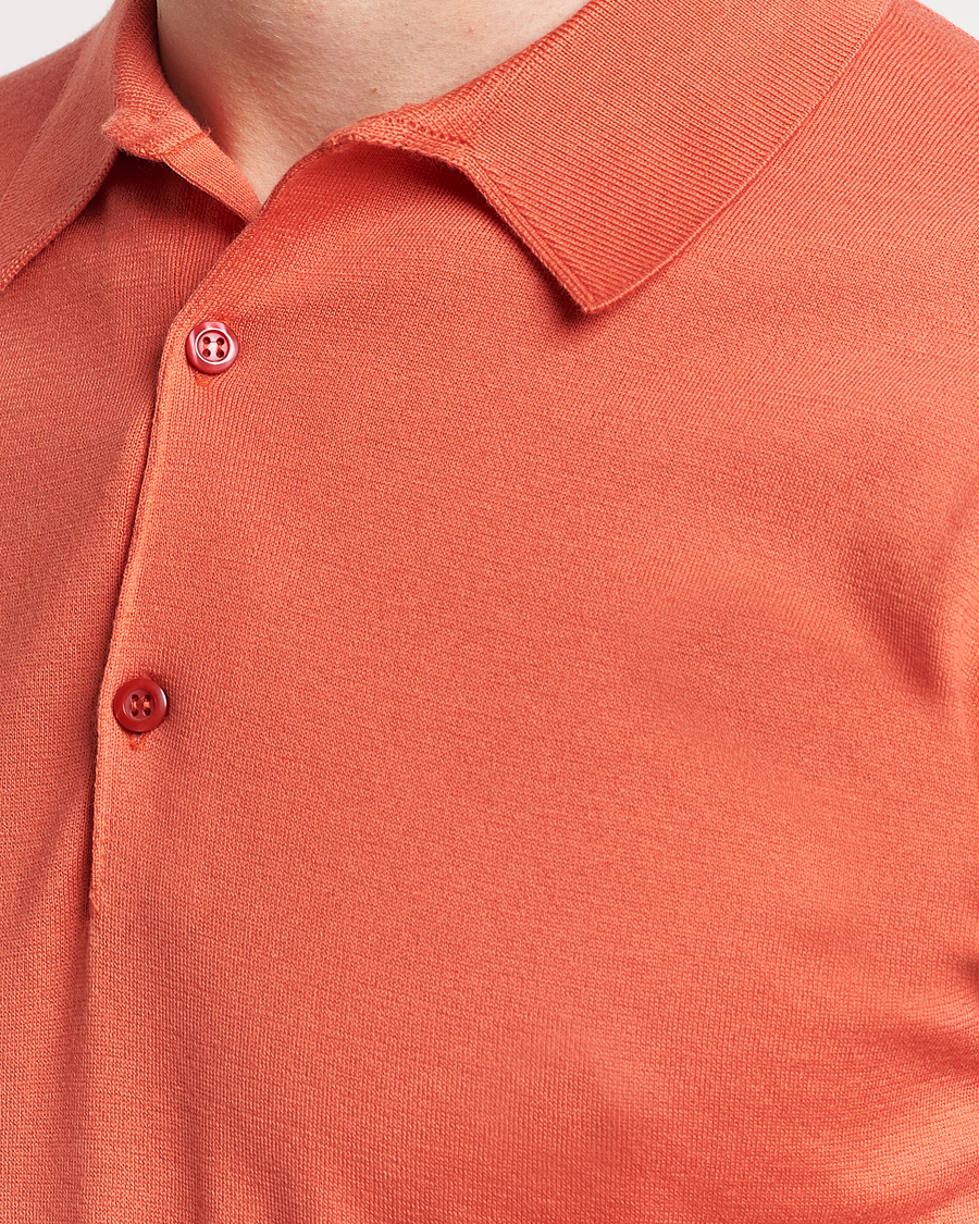 Homme | Polos | John Smedley | Adrian Slim Fit Sea Island Polo Sundown Orange