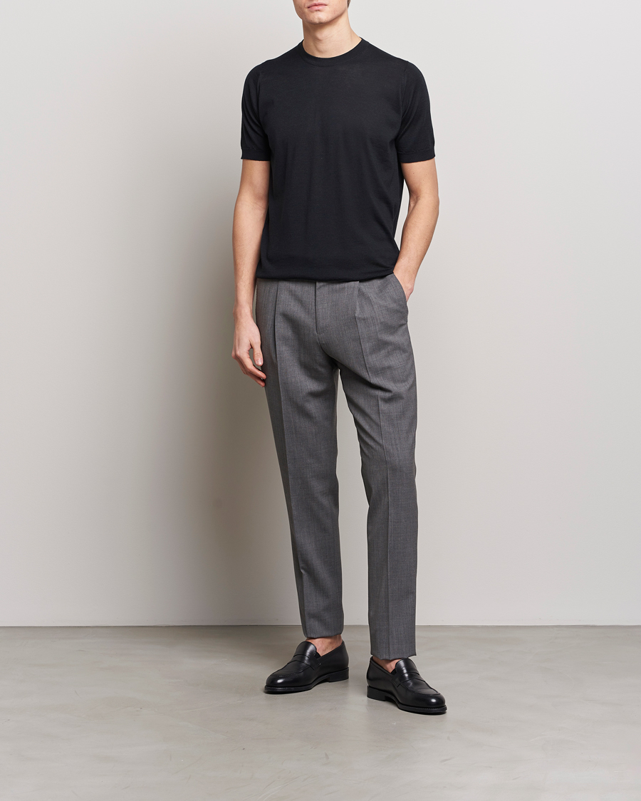 Homme | T-shirts | John Smedley | Hilcote Wool/Sea Island Cotton T-Shirt Black