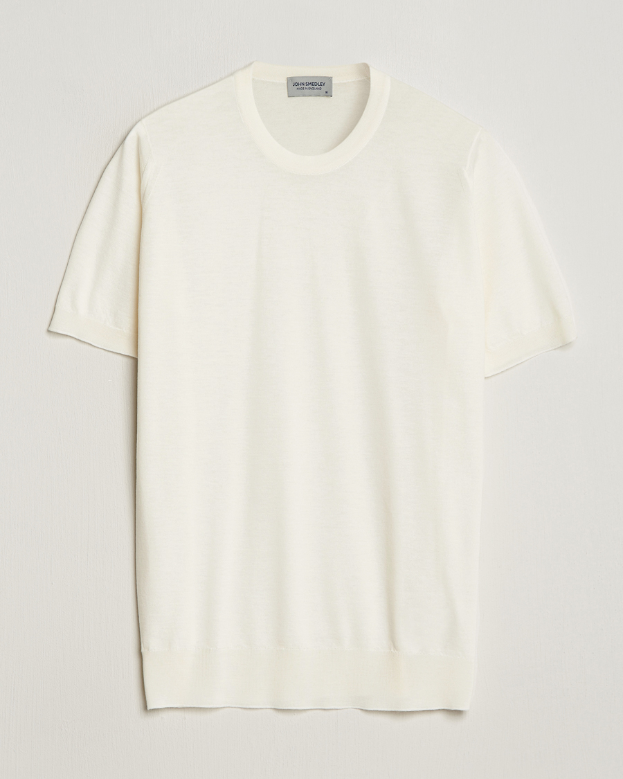 Homme | T-shirts | John Smedley | Hilcote Wool/Sea Island Cotton T-Shirt Chalk White