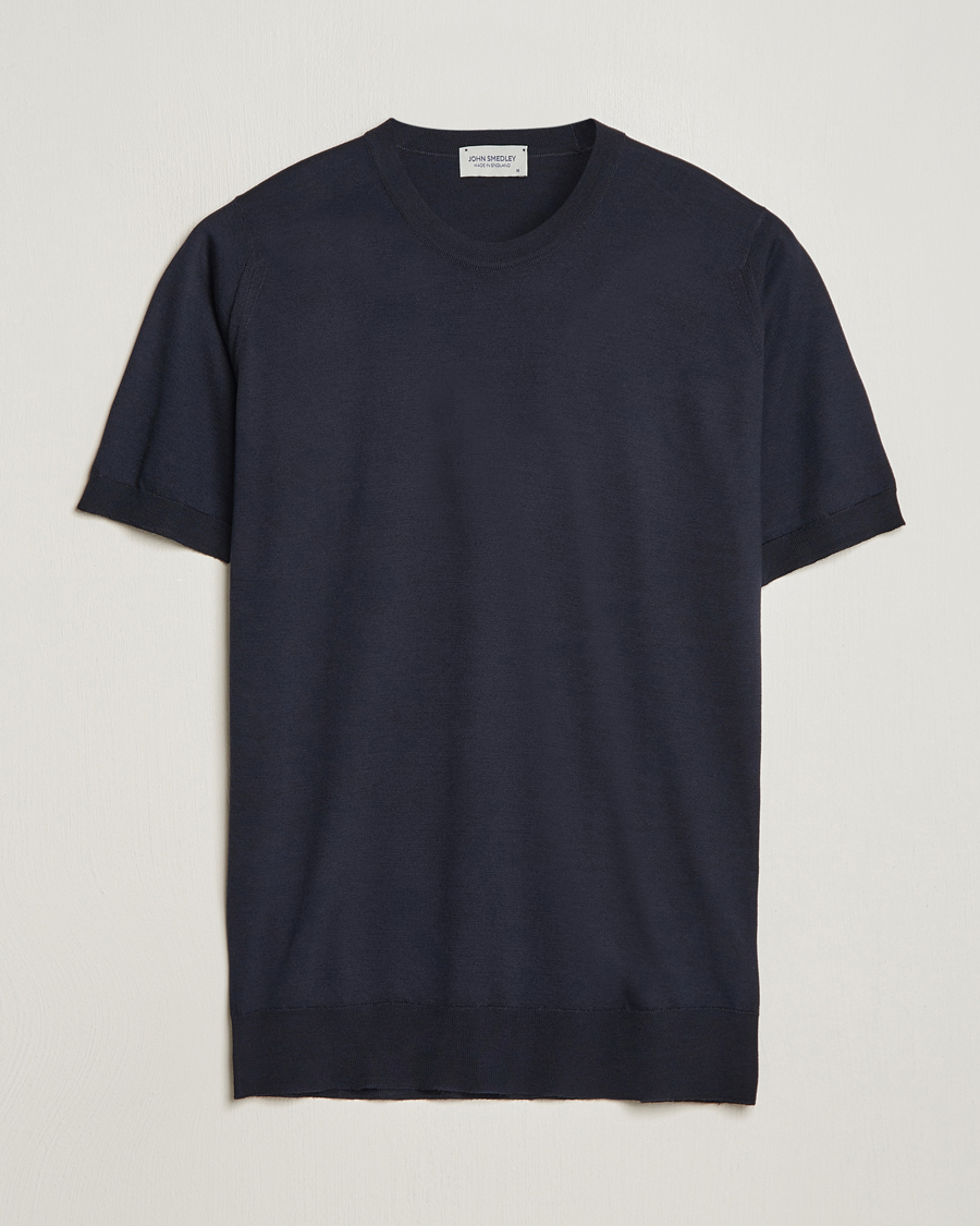 Homme | T-shirts | John Smedley | Hilcote Wool/Sea Island Cotton T-Shirt Navy