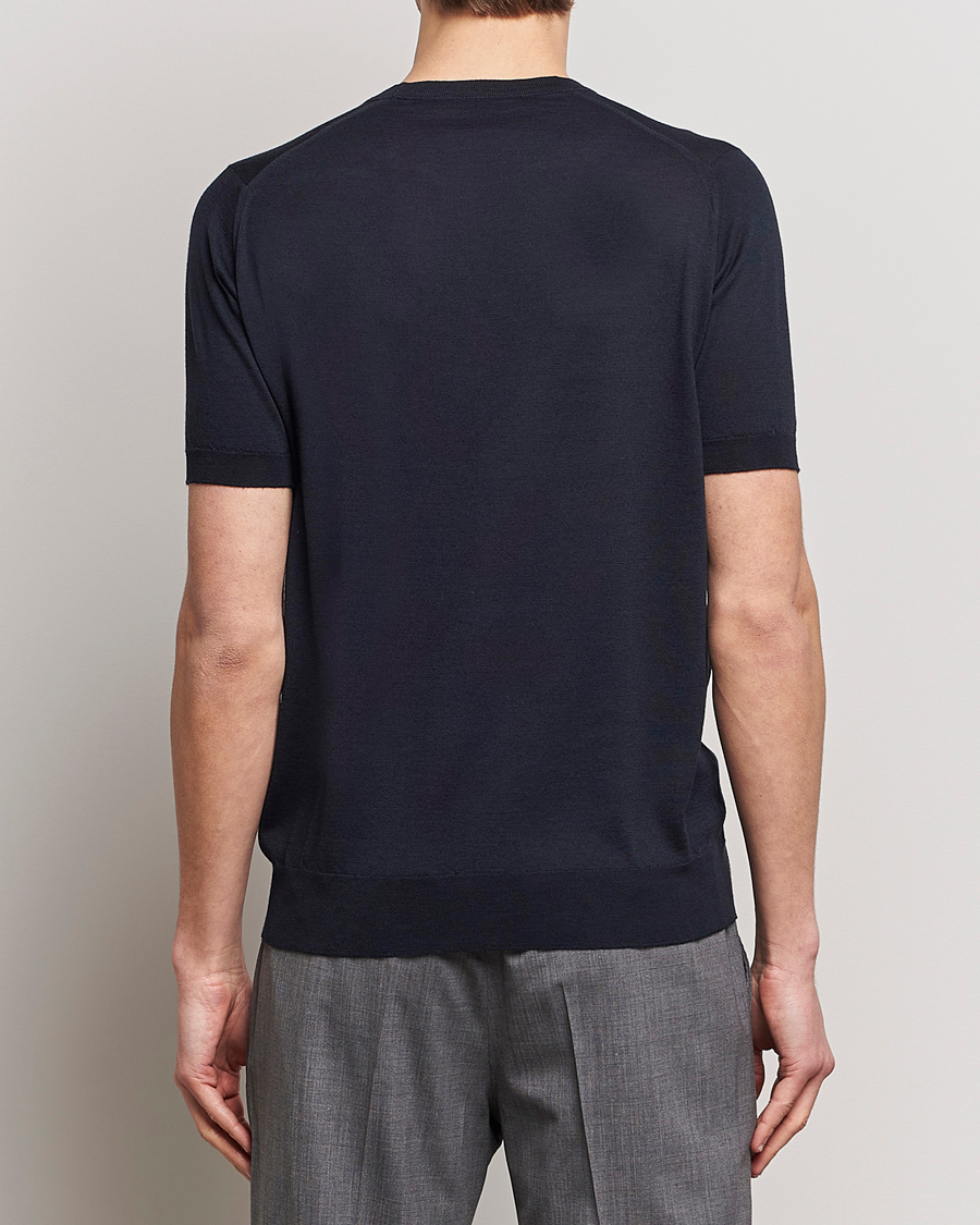 Homme | T-shirts | John Smedley | Hilcote Wool/Sea Island Cotton T-Shirt Navy
