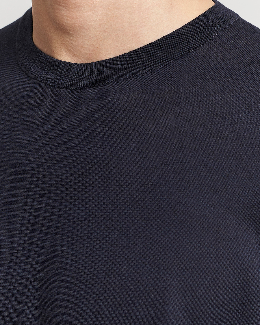 Homme | T-shirts | John Smedley | Hilcote Wool/Sea Island Cotton T-Shirt Navy