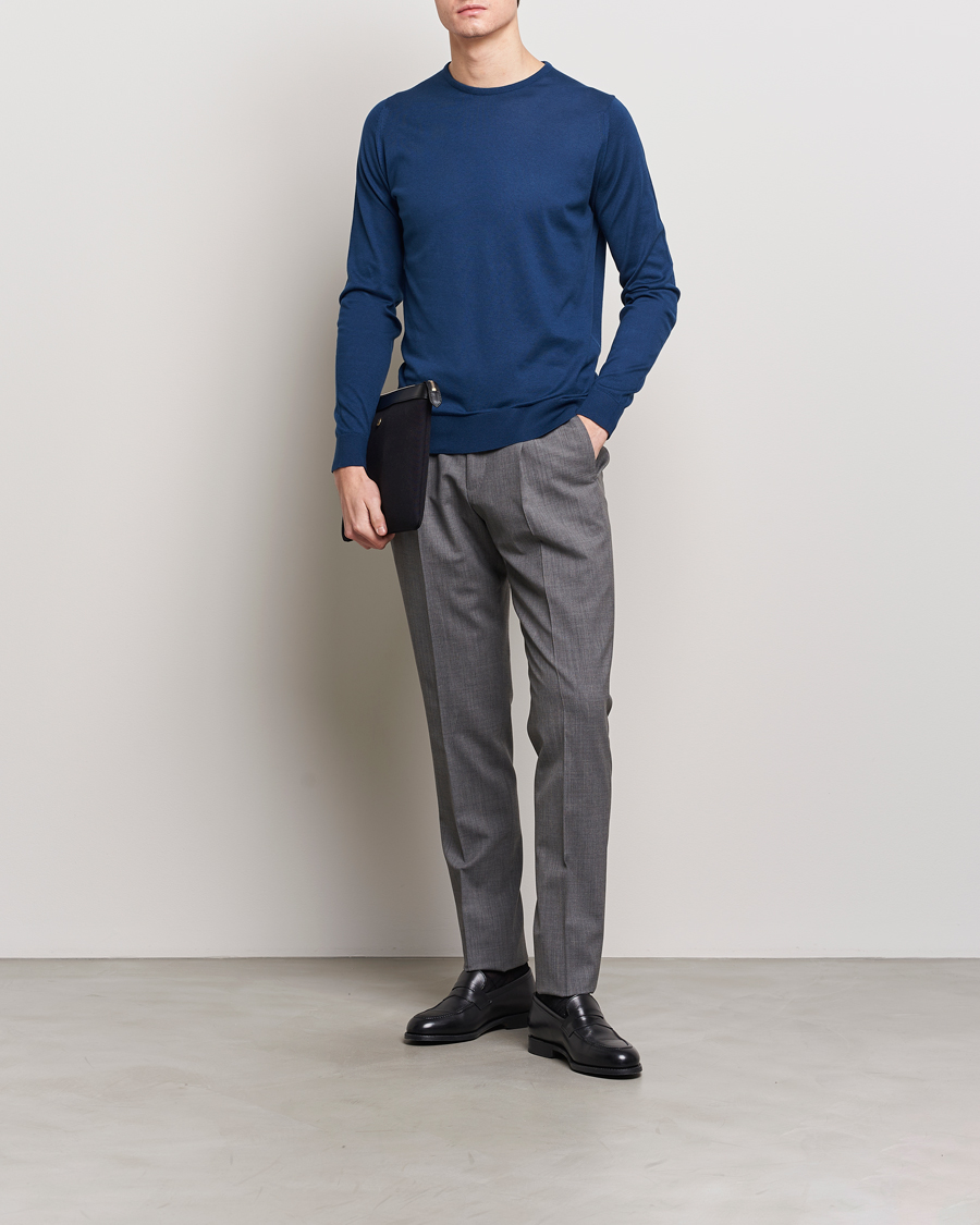 Homme | Pulls Et Tricots | John Smedley | Hatfield Sea Island Crew Neck Indigo