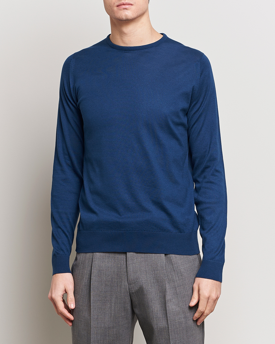 Homme | Pulls Et Tricots | John Smedley | Hatfield Sea Island Crew Neck Indigo