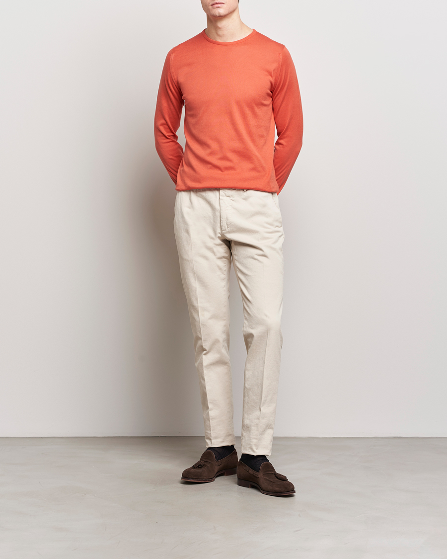 Homme | Pulls Et Tricots | John Smedley | Hatfield Sea Island Crew Neck Sundown Orange