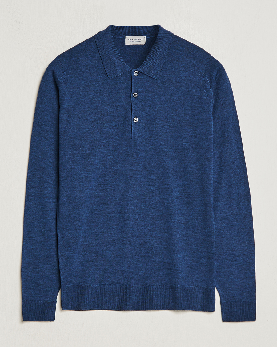 Homme | Pulls Et Tricots | John Smedley | Belper Extra Fine Merino Polo Pullover Indigo