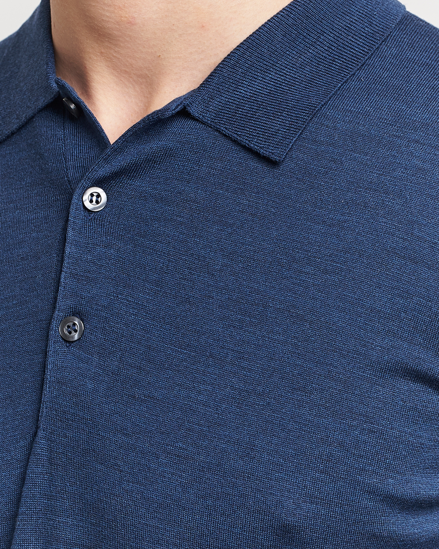Homme | Pulls Et Tricots | John Smedley | Belper Extra Fine Merino Polo Pullover Indigo