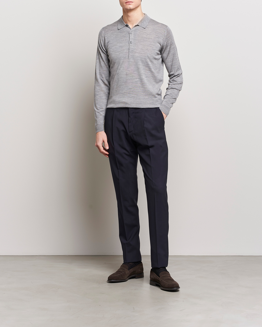 Homme | Pulls Et Tricots | John Smedley | Belper Extra Fine Merino Polo Pullover Silver