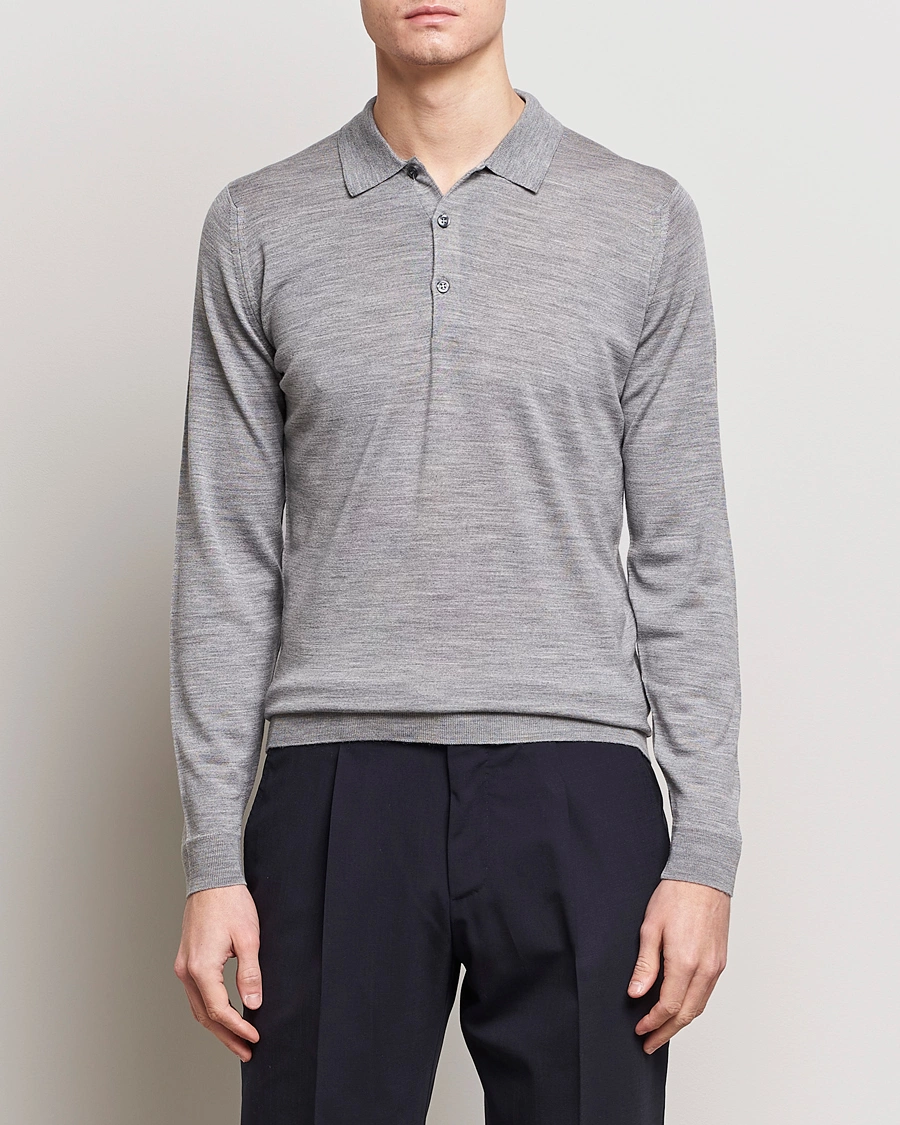 Homme | Pulls Et Tricots | John Smedley | Belper Extra Fine Merino Polo Pullover Silver