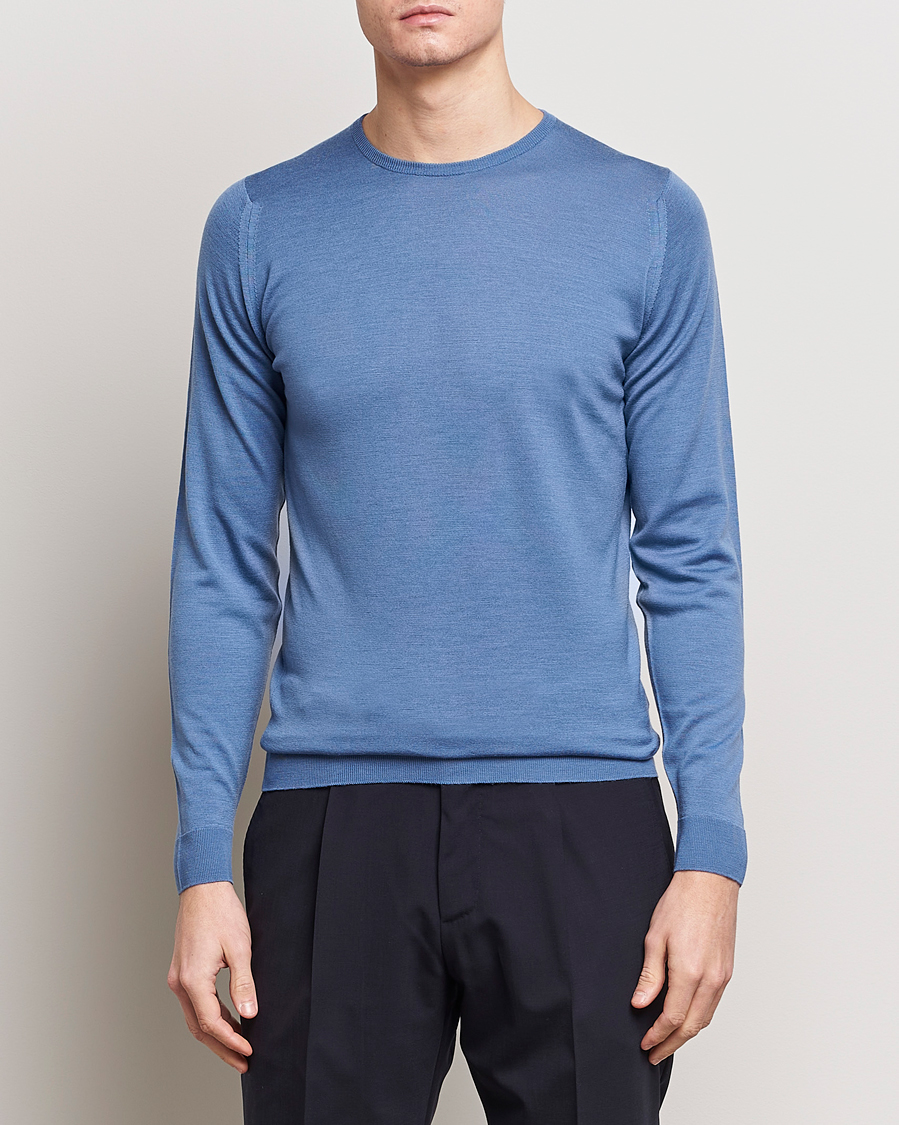 Homme | Pulls Et Tricots | John Smedley | Lundy Extra Fine Merino Crew Neck Riviera Blue