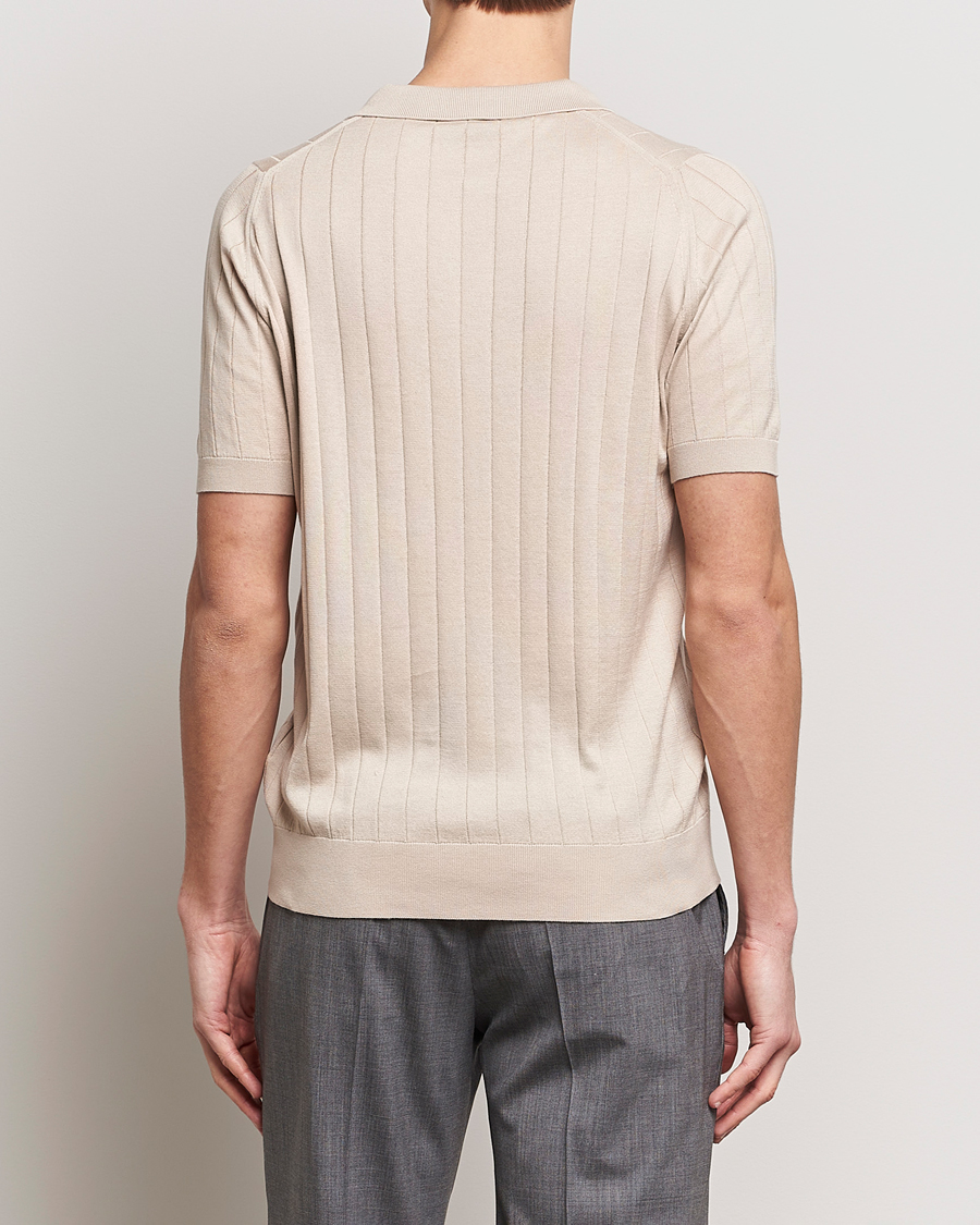 Homme | Polos | John Smedley | Roper Open Collar Sea Island Polo Almond