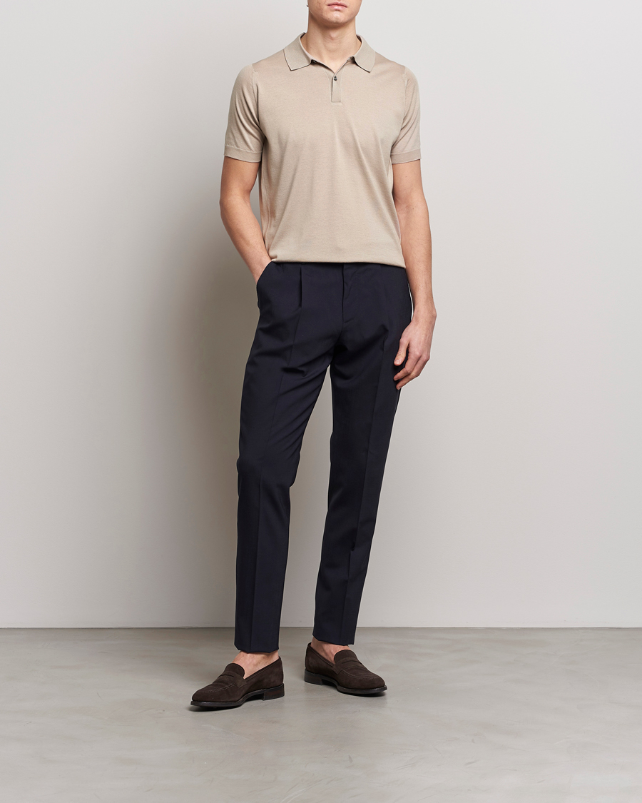 Homme | Polos | John Smedley | Leyburn Merino/Sea Island Cotton Polo Oat
