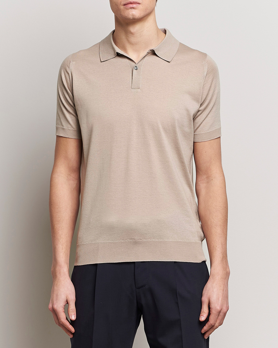 Homme | Polos | John Smedley | Leyburn Merino/Sea Island Cotton Polo Oat