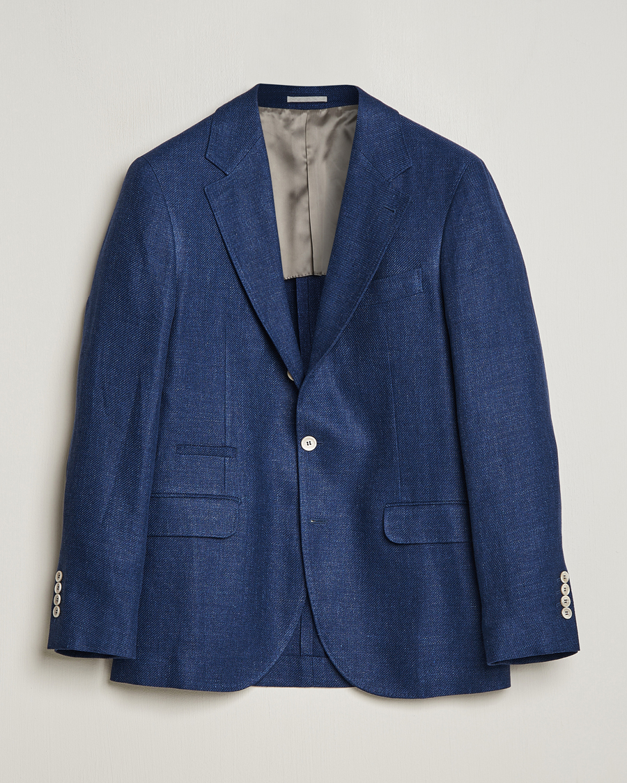 Homme | Blazers | Brunello Cucinelli | Linen/Silk Blazer Indigo Blue