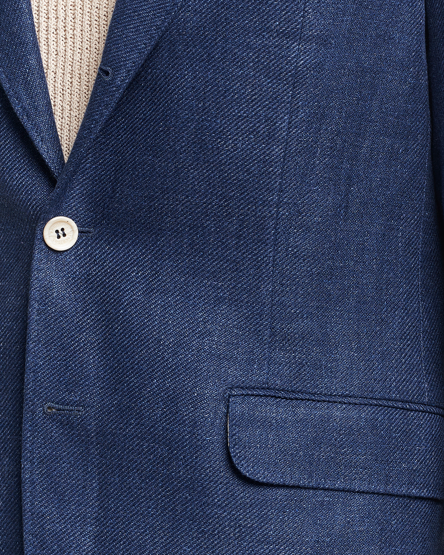 Homme | Blazers | Brunello Cucinelli | Linen/Silk Blazer Indigo Blue