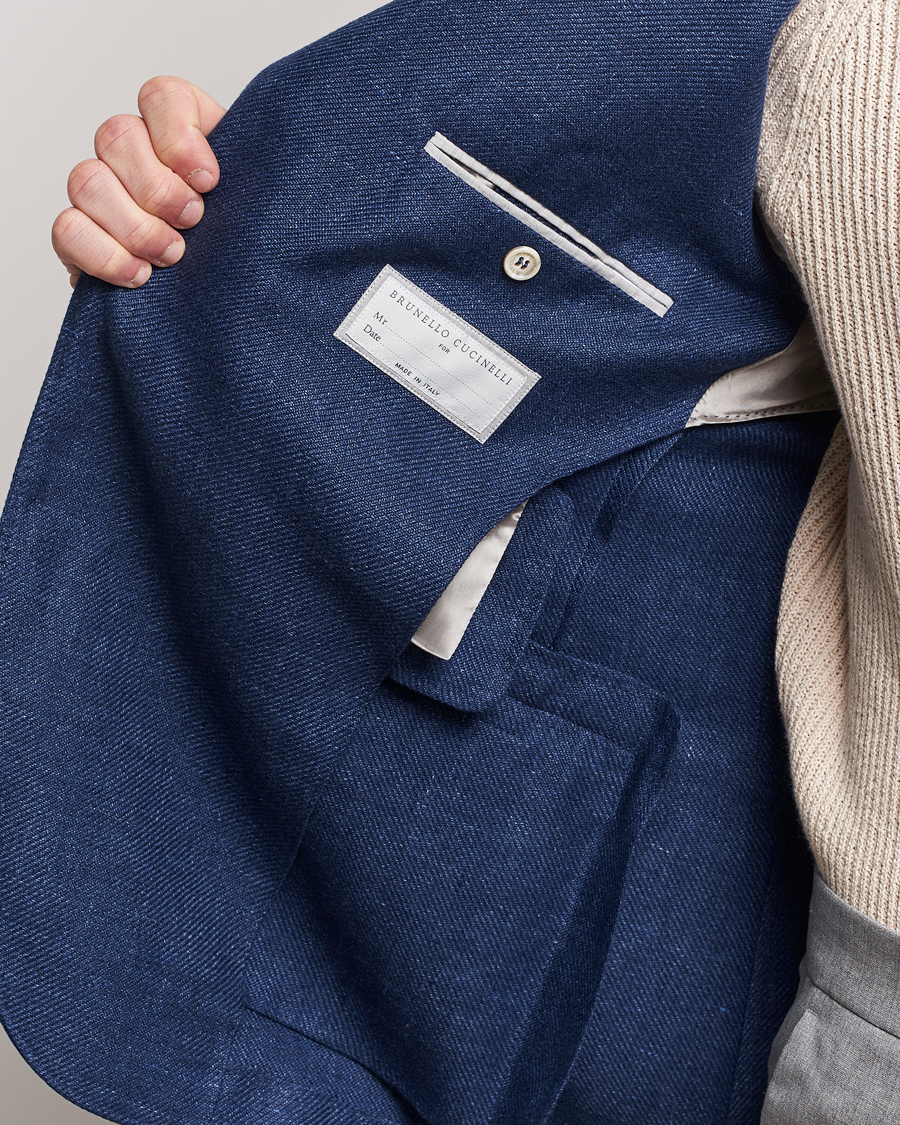 Homme | Blazers | Brunello Cucinelli | Linen/Silk Blazer Indigo Blue