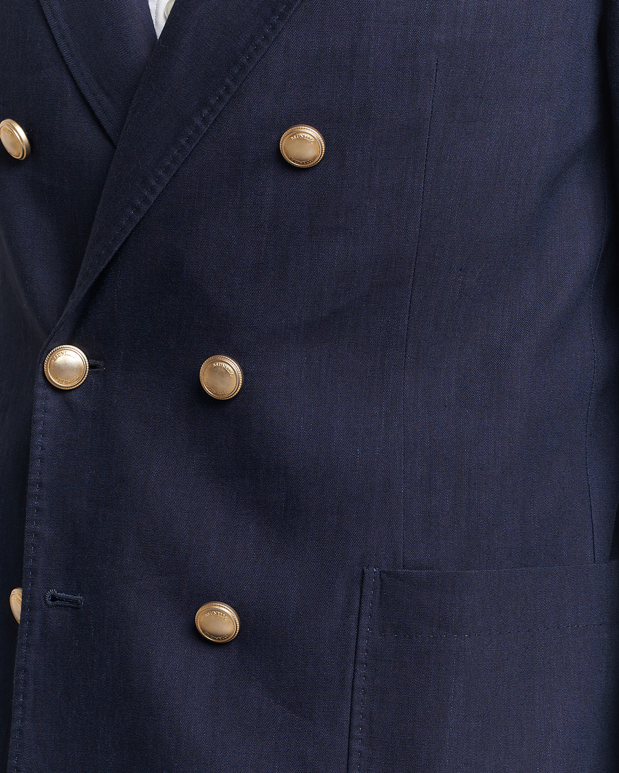 Homme | Blazers | Brunello Cucinelli | Double Breasted Wool/Linen Blazer Navy