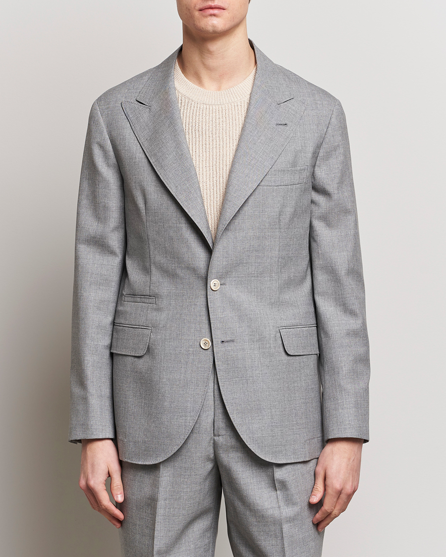 Homme |  | Brunello Cucinelli | Peak Lapel Wool Blazer Light Grey