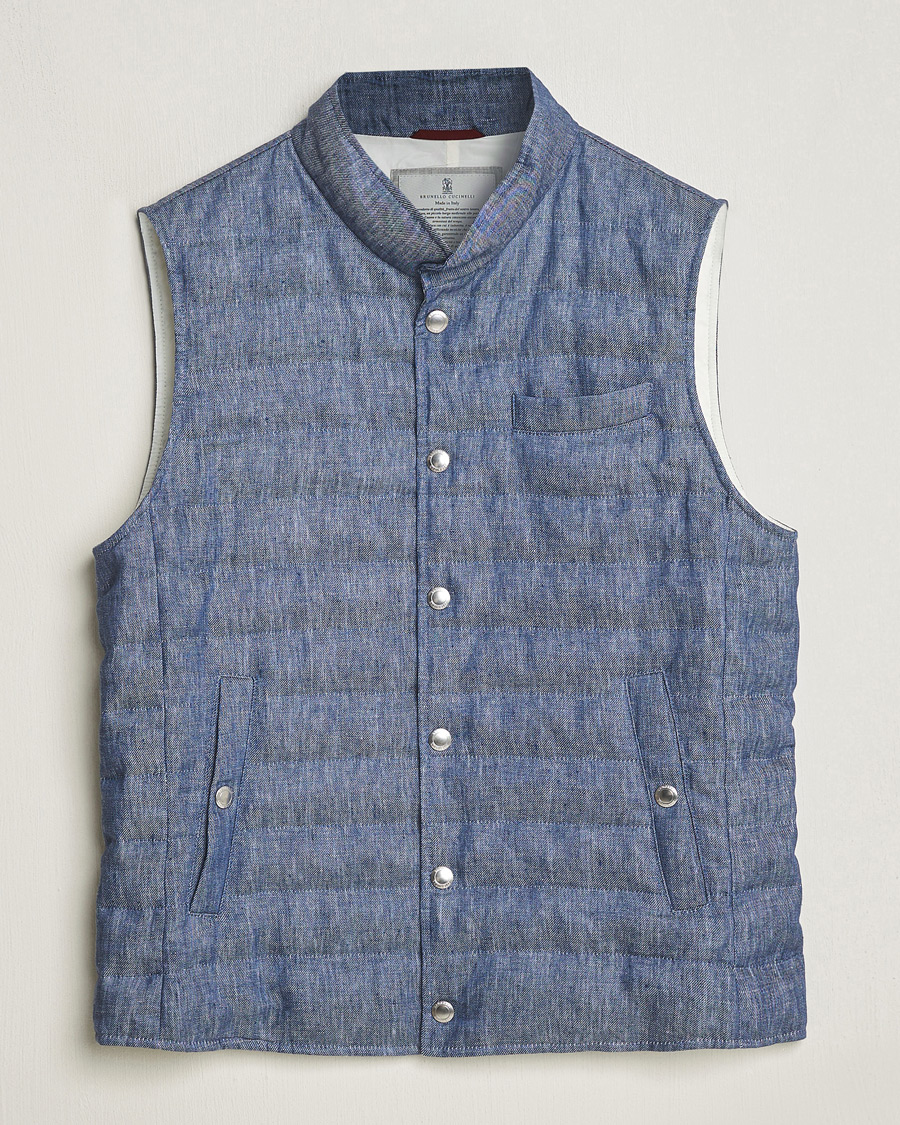 Homme | Manteaux Et Vestes | Brunello Cucinelli | Linen Gilet Light Blue