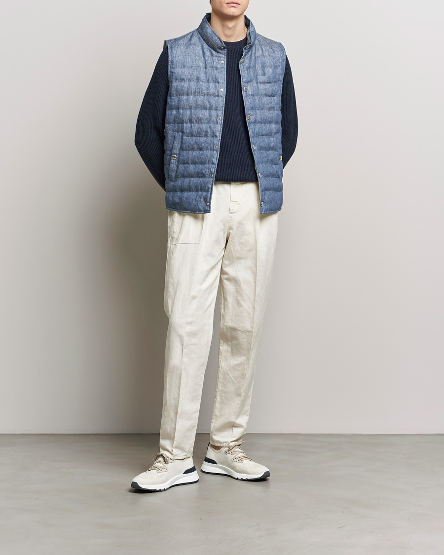 Homme | Manteaux Et Vestes | Brunello Cucinelli | Linen Gilet Light Blue