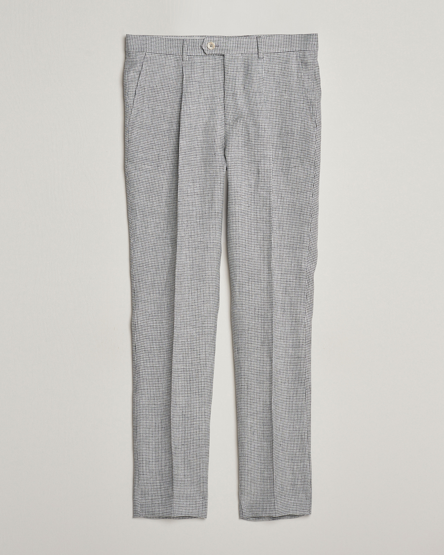 Homme | Pantalons | Brunello Cucinelli | Pleated Houndstooth Trousers Light Grey