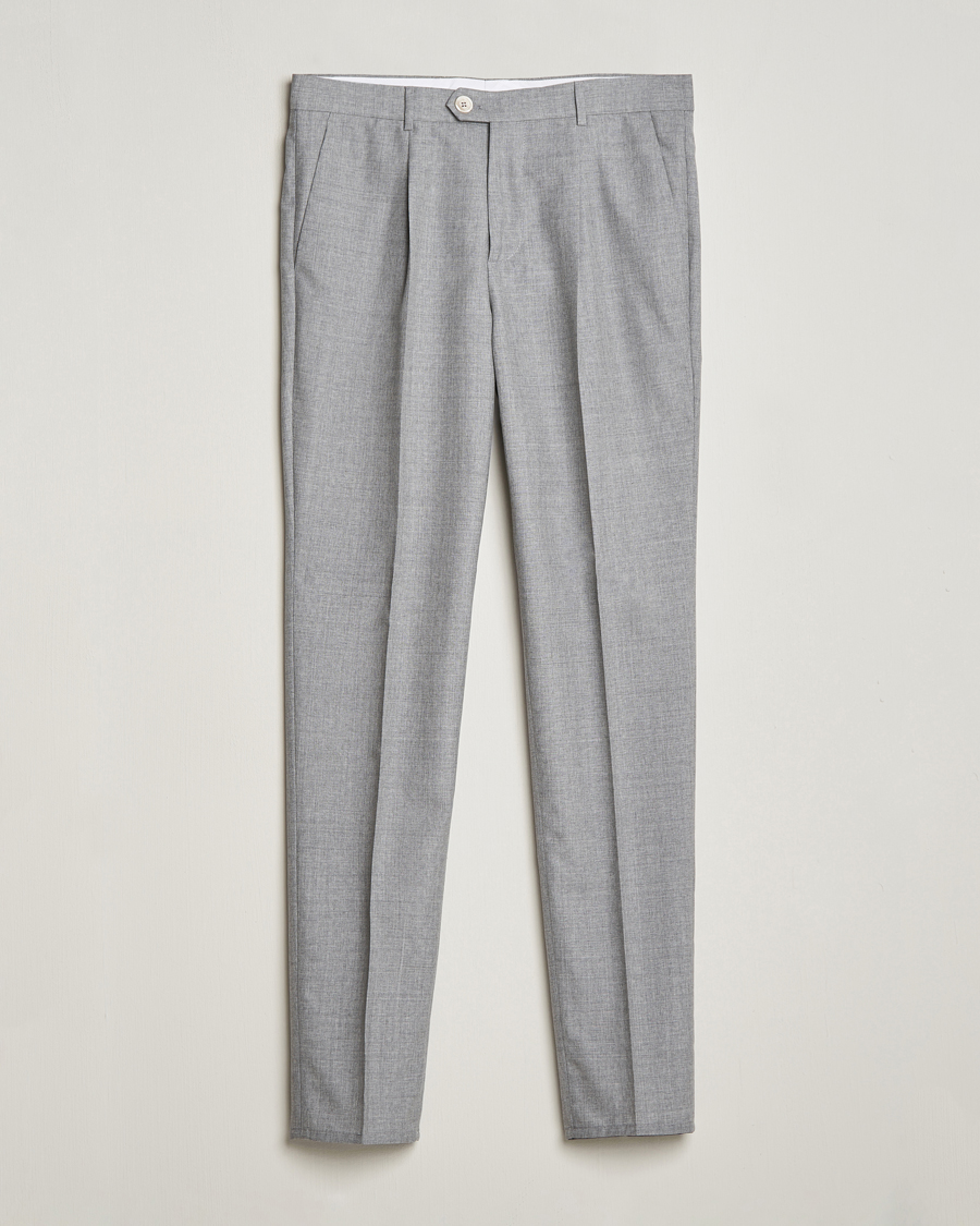 Homme | Pantalons | Brunello Cucinelli | Pleated Wool Trousers Light Grey