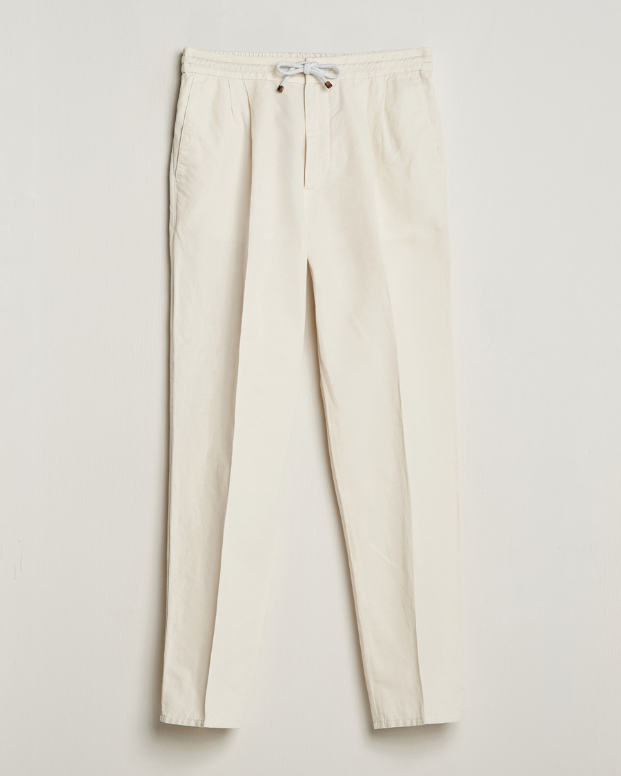 Homme | Pantalons | Brunello Cucinelli | Cotton/Linen Drawstring Pants Off White