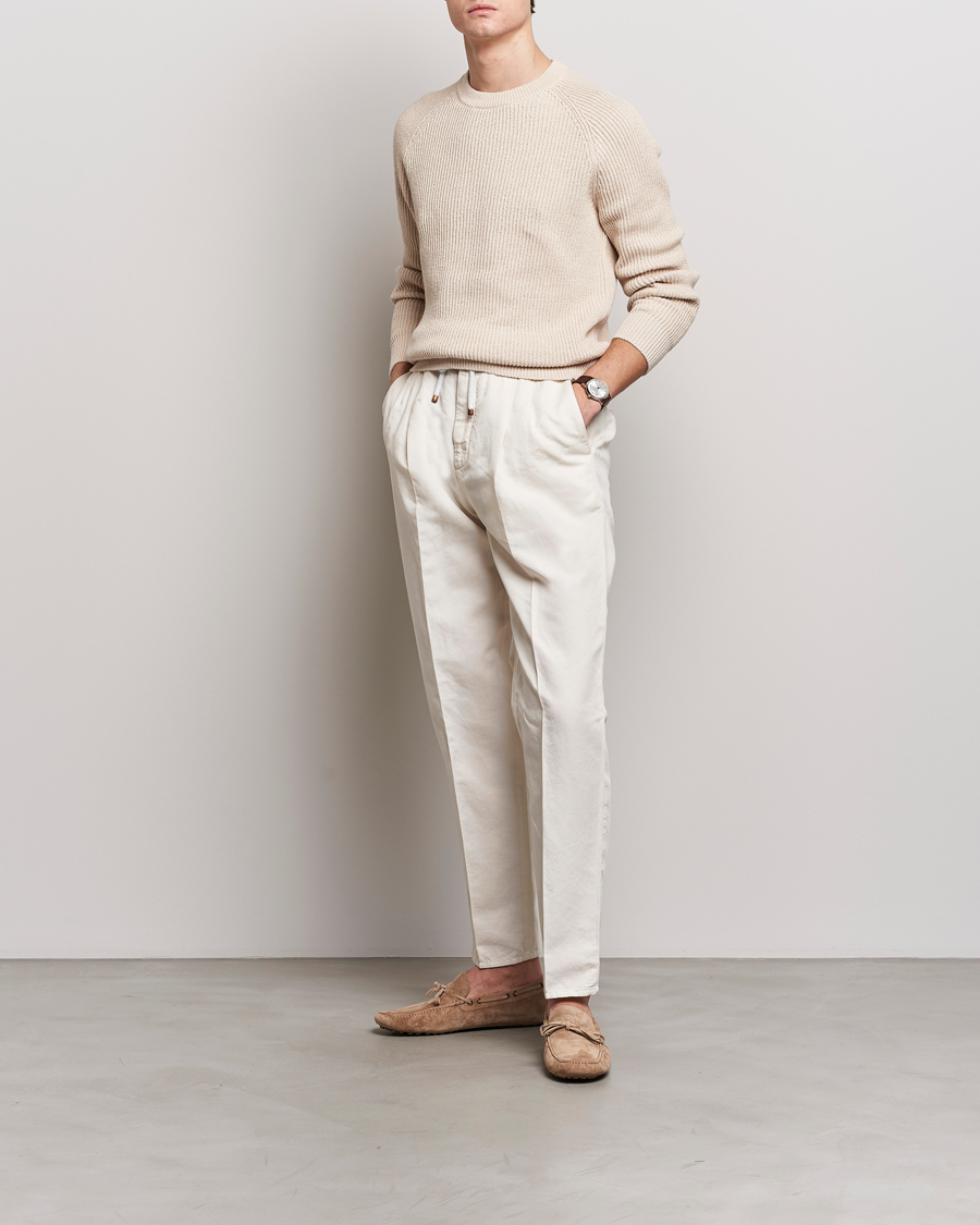 Homme | Pantalons | Brunello Cucinelli | Cotton/Linen Drawstring Pants Off White