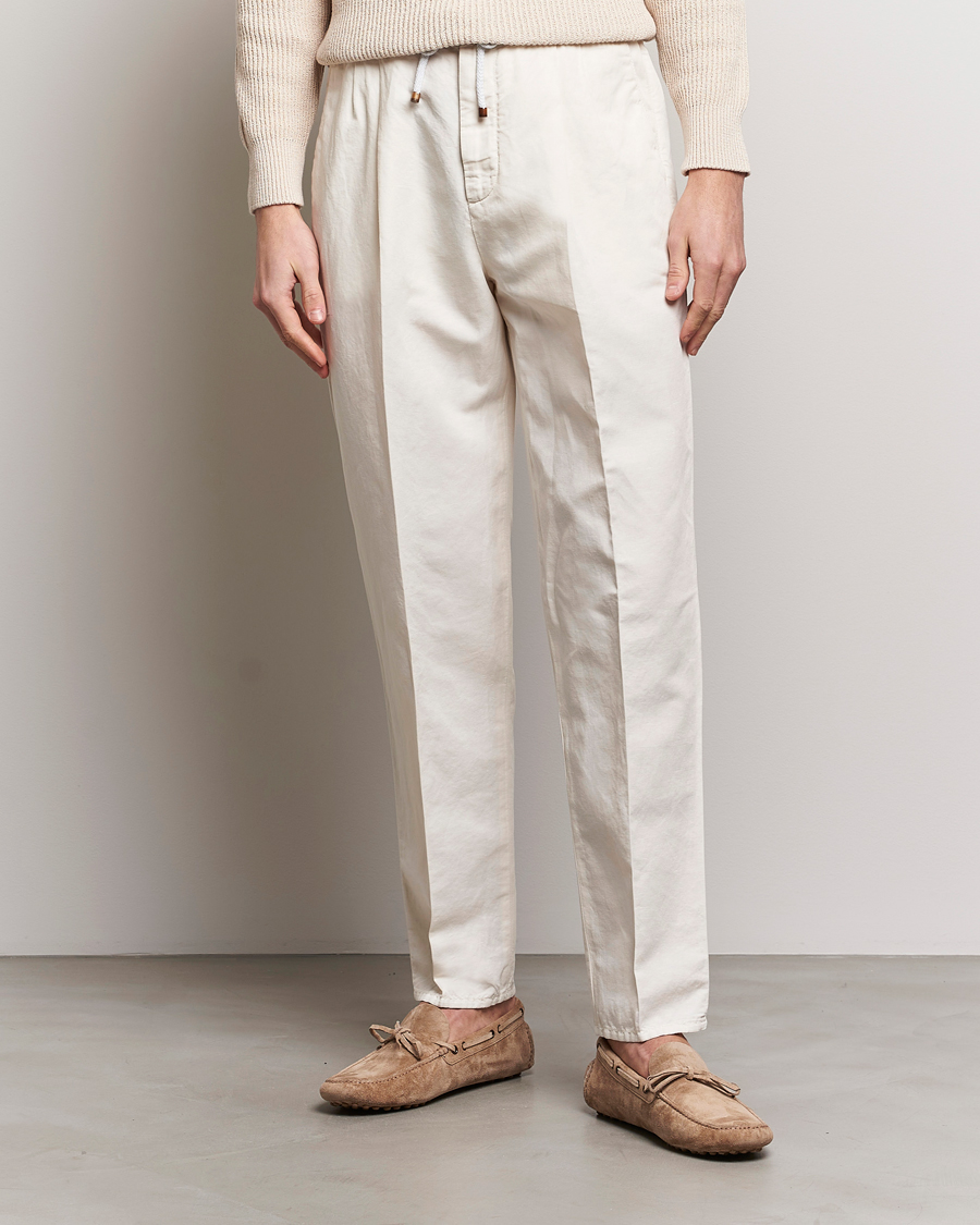 Homme |  | Brunello Cucinelli | Cotton/Linen Drawstring Pants Off White