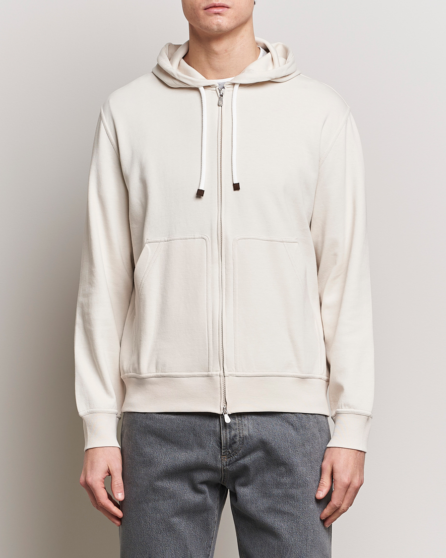 Homme | Pulls Et Tricots | Brunello Cucinelli | Soft Cotton Full Zip Hoodie Light Beige