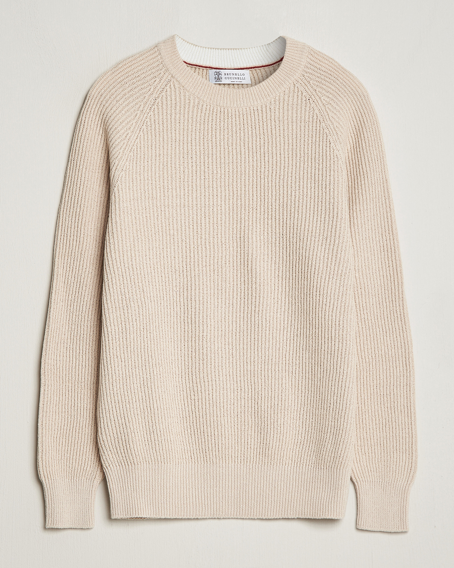 Homme | Pulls Et Tricots | Brunello Cucinelli | Heavy Rib Stitch Crew Neck Light Beige