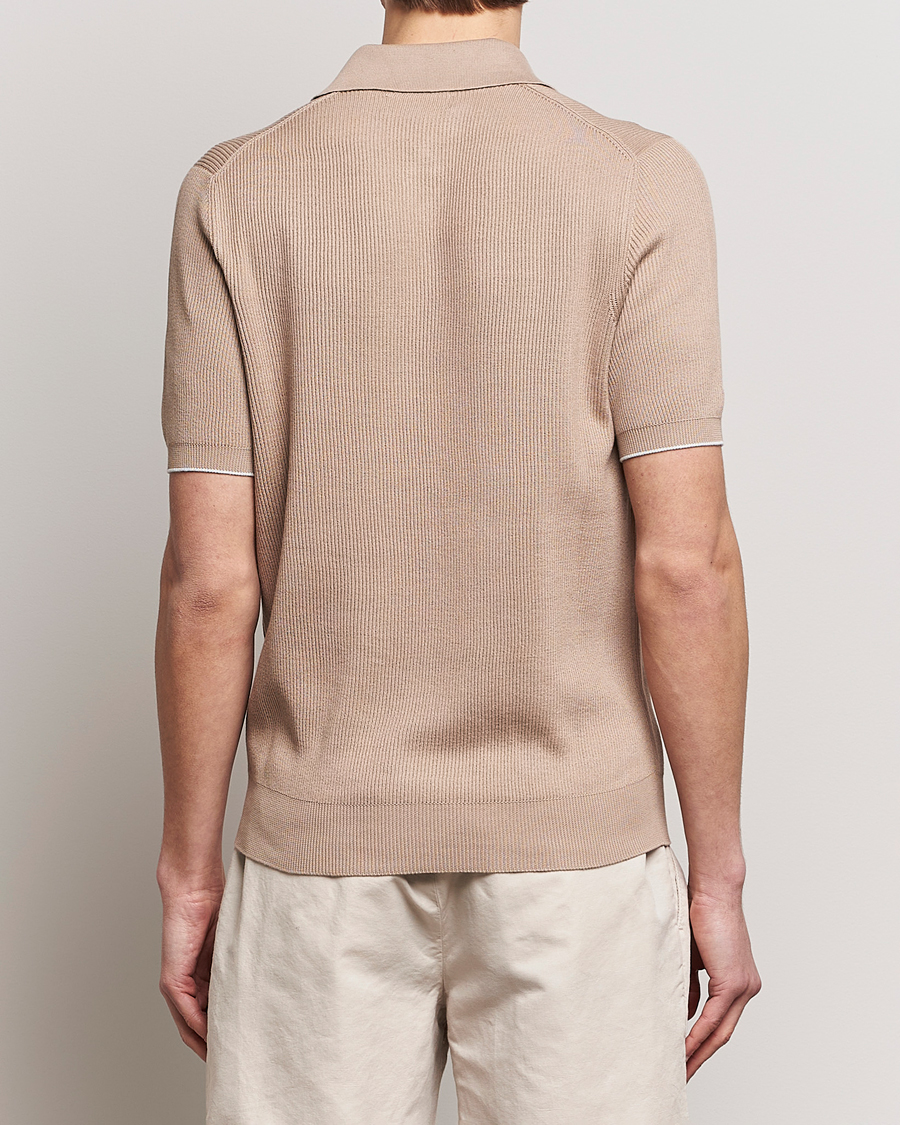 Homme | Polos | Brunello Cucinelli | Rib Stitch Knitted Polo Beige