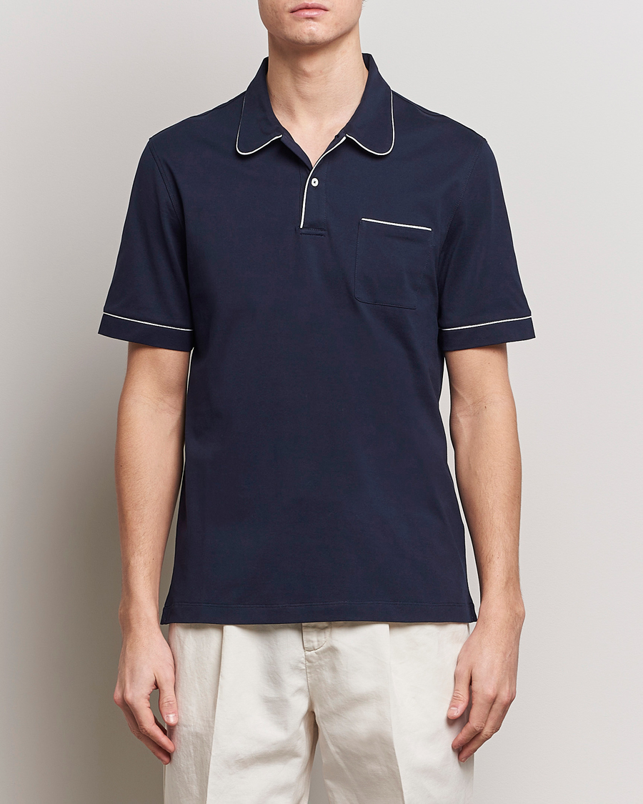 Homme | Sections | Brunello Cucinelli | Short Sleeve Resort Polo Navy