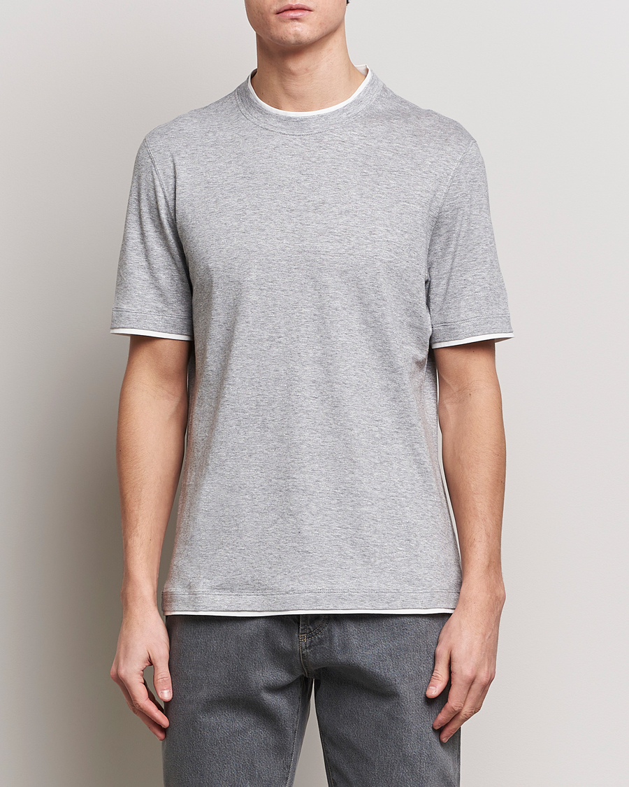 Homme | T-shirts | Brunello Cucinelli | Cotton/Linen T-Shirt Light Grey